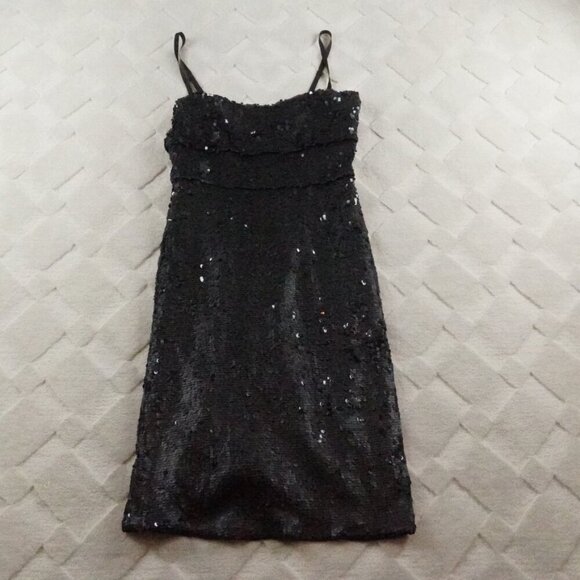BCBGMaxAzria Tube Sequin Dress Womens Small Black Sleeveless Prom Cocktail - Picture 1 of 10